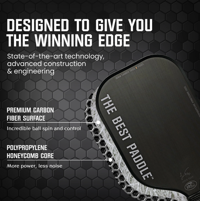 THE BEST PADDLE Carbon Fiber X Elongated Handle Pickleball Paddle